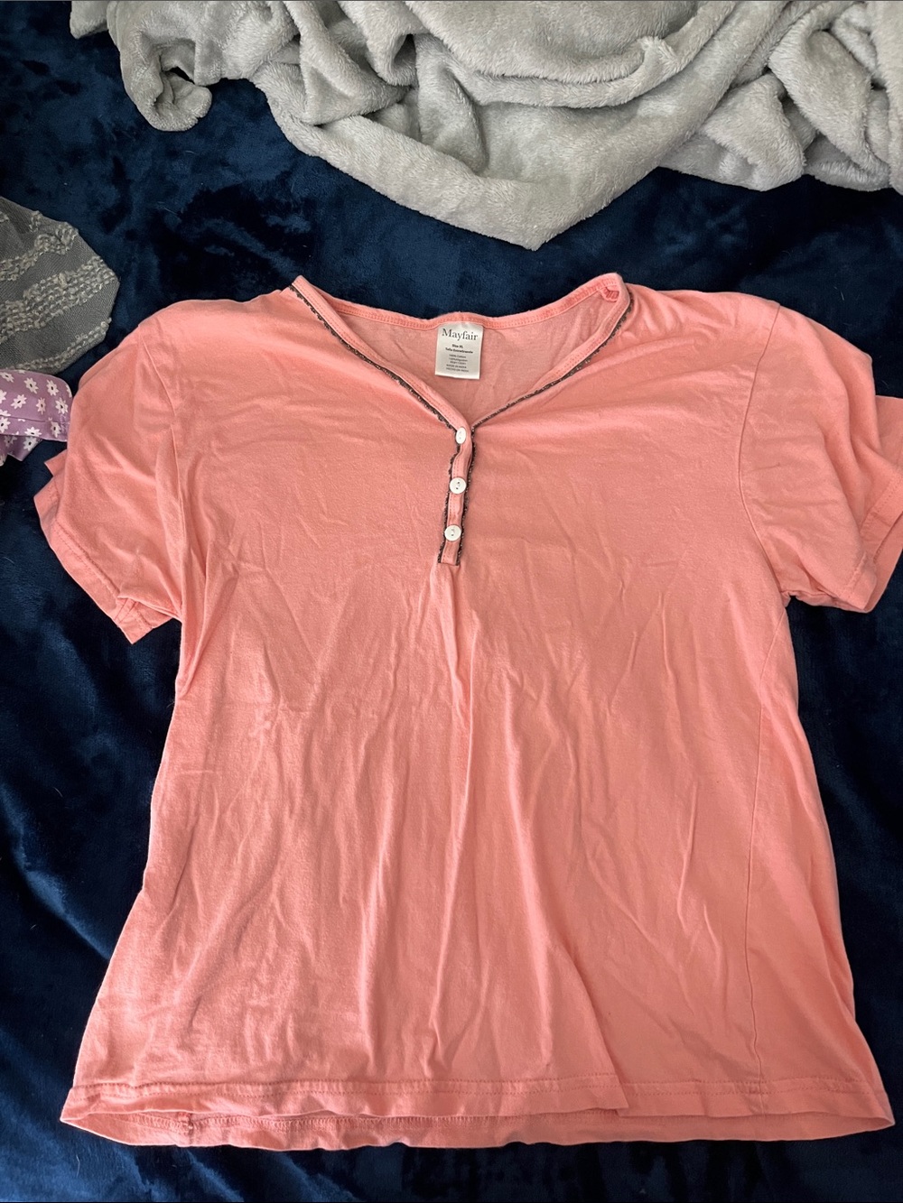4/$20 BNWOT Mayfair Pink Button Henley Tee